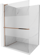 Mexen Kioto+ L perete de duş cu suport Walk-in 120 x 200 cm, transparent/satinat, aur roz - 800-120-123-60-35