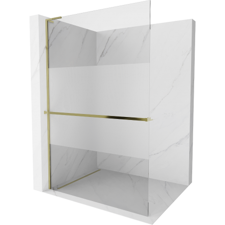Kioto+ L perete de dus cu raft Walk-in 70 x 200 cm, transparent/mătuit, aurie - 800-070-123-50-35