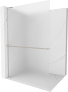 Mexen Kioto+ L zuhanyfal polccal Walk-in 120 x 200 cm, frosted üveg, csiszolt nikkel - 800-120-123-97-30