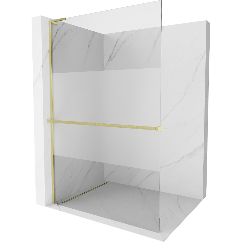 Mexen Kioto+ L perete de duș cu raft Walk-in 100 x 200 cm, transparent/negru mat, aurie periată - 800-100-123-55-35