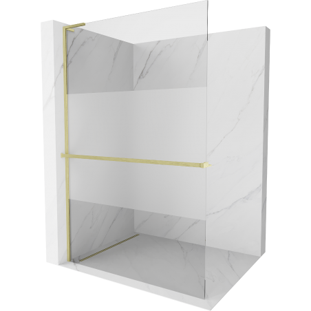 Mexen Kioto+ L perete de duș cu raft Walk-in 100 x 200 cm, transparent/negru mat, aurie periată - 800-100-123-55-35