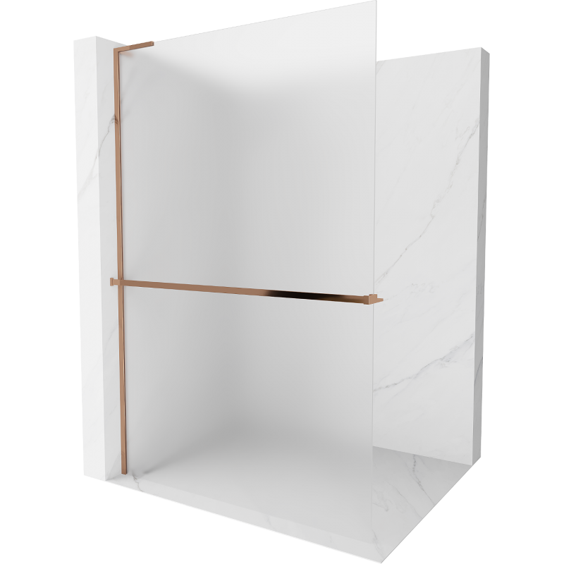 Mexen Kioto+ L panou de duș cu raft Walk-in 100 x 200 cm, mat, aur roz - 800-100-123-60-30
