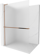Mexen Kioto+ L zuhanyfal polccal Walk-in 100 x 200 cm-es, frottír, rózsaszín arany - 800-100-123-60-30