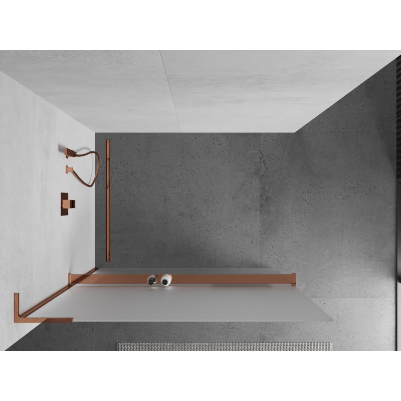 Mexen Kioto+ L zuhanyfal polccal, Walk-in, 90 x 200 cm, matt, rózsaszín arany - 800-090-123-60-30