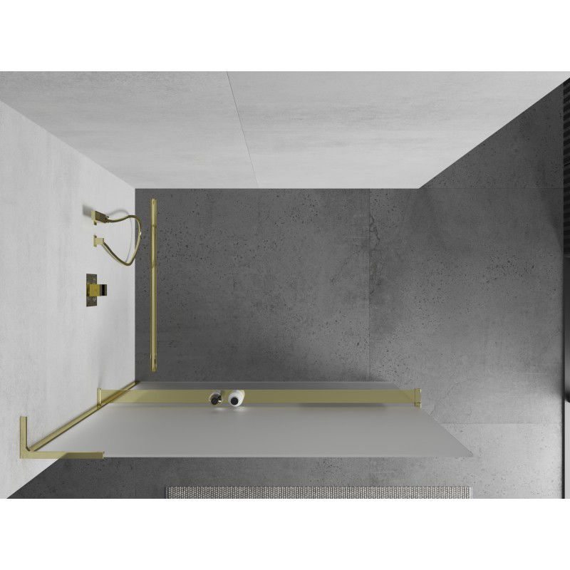 Mexen Kioto+ L zuhanyfal polccal Walk-in 70 x 200 cm, dér, arany - 800-070-123-50-30