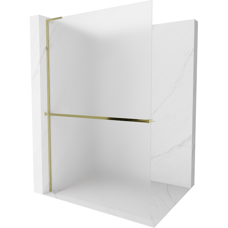 Mexen Kioto+ L zuhanyfal polccal Walk-in 100 x 200 cm, matt üveg, arany - 800-100-123-50-30