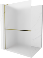 Mexen Kioto+ L zuhanyfal polccal Walk-in 100 x 200 cm, matt üveg, arany - 800-100-123-50-30