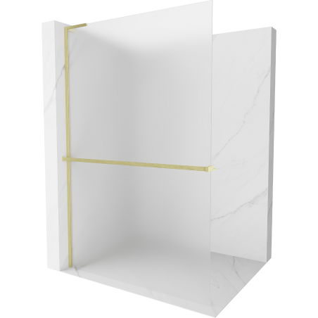 Mexen Kioto+ L zuhanyfal polccal Walk-in 90 x 200 cm, homályos, arany kefe - 800-090-123-55-30