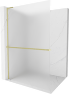 Mexen Kioto+ L duș cu perete Walk-in 120 x 200 cm, mat, aur periat - 800-120-123-55-30