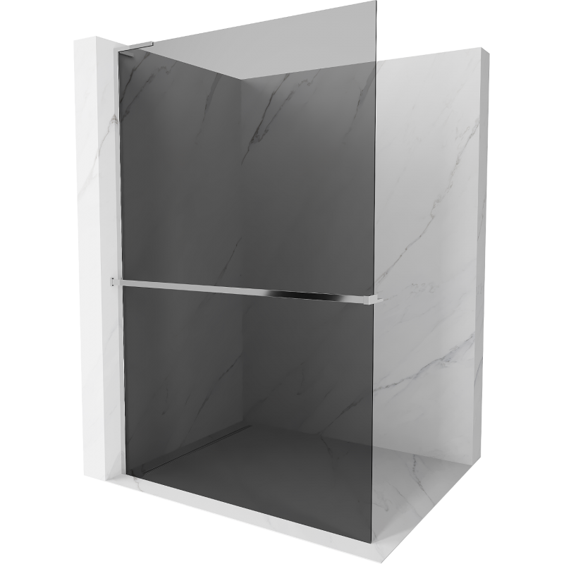 Mexen Kioto+ L zuhanyfal polccal Walk-in 90 x 200 cm, grafit, króm - 800-090-123-01-40