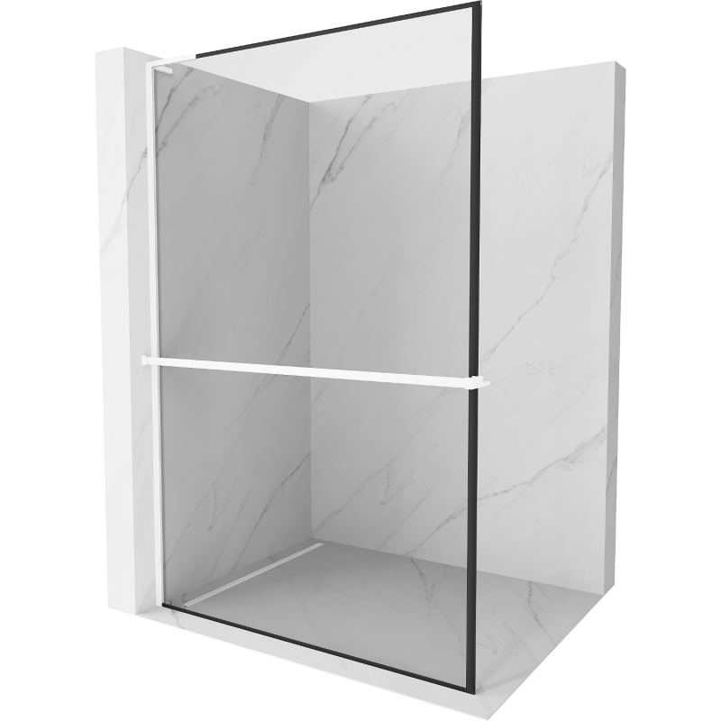 Mexen Kioto+ L panou de duș cu raft Walk-in 50 x 200 cm, ramă neagră, alb - 800-050-123-20-70