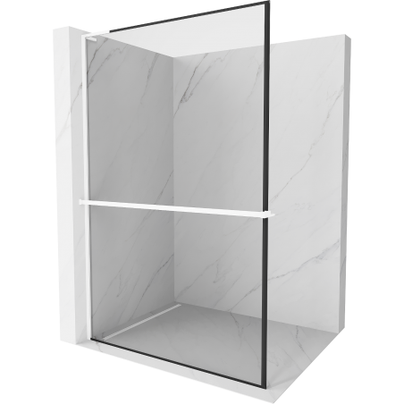 Mexen Kioto+ L panou de duș cu raft Walk-in 50 x 200 cm, ramă neagră, alb - 800-050-123-20-70