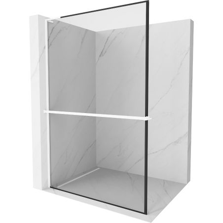Mexen Kioto+ L zuhanyfal polccal Walk-in 100 x 200 cm, fekete keret, fehér - 800-100-123-20-70