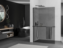 Mexen Kioto+ L panou de duș cu suport Walk-in 100 x 200 cm, grafit, negru - 800-100-123-70-40
