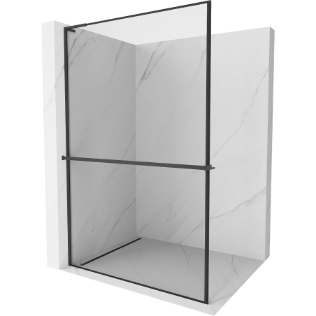 Mexen Kioto+ L perete de duș cu poliță Walk-in 120 x 200 cm, ramă neagră, neagră - 800-120-123-70-70