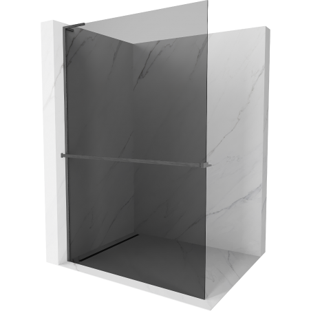 Mexen Kioto+ L perete de duș cu suport Walk-in 80 x 200 cm, grafit, gun gray periat - 800-080-123-66-40