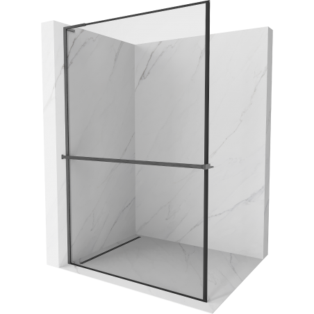 Mexen Kioto+ L panou de duș cu raft Walk-in 60 x 200 cm, cadru negru, gri pistol periat - 800-060-123-66-70