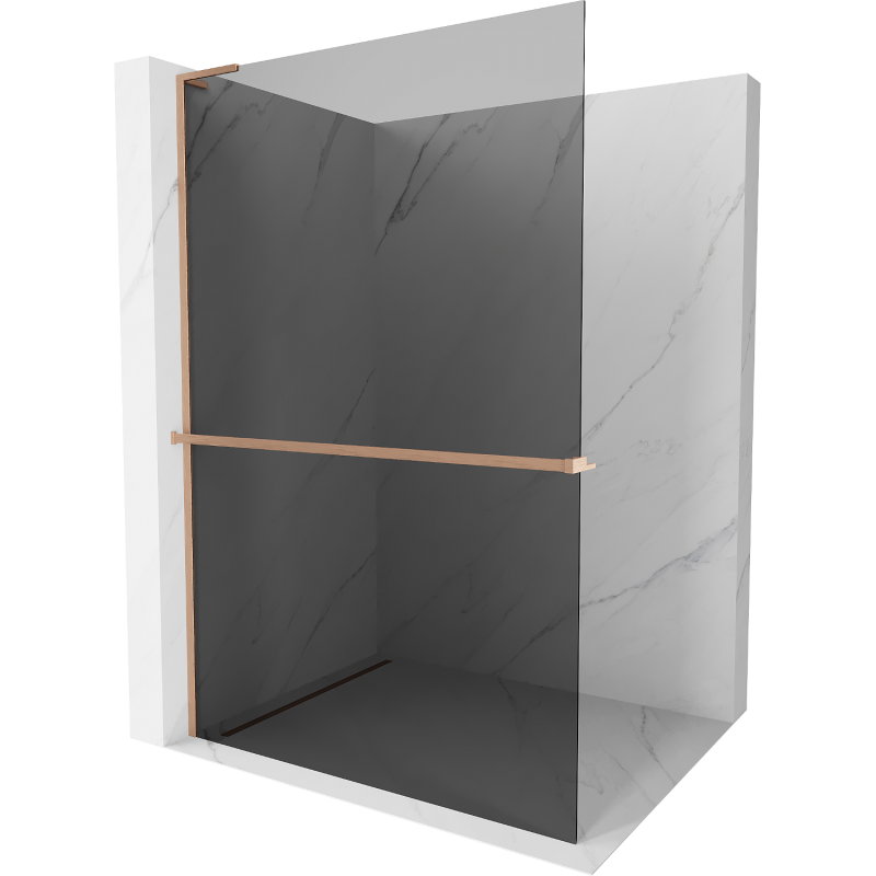 Mexen Kioto+ L perete de duș cu shelf Walk-in 90 x 200 cm, grafit, cupru periat - 800-090-123-65-40