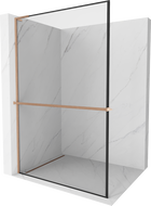 Mexen Kioto+ L perete de duș cu raft Walk-in 70 x 200 cm, model negru, cupru periat - 800-070-123-65-70
