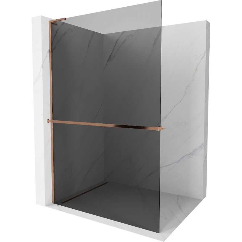 Mexen Kioto+ L perete duș cu raft Walk-in 70 x 200 cm, grafit, aur roz - 800-070-123-60-40