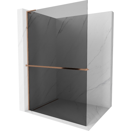 Mexen Kioto+ L perete duș cu raft Walk-in 70 x 200 cm, grafit, aur roz - 800-070-123-60-40