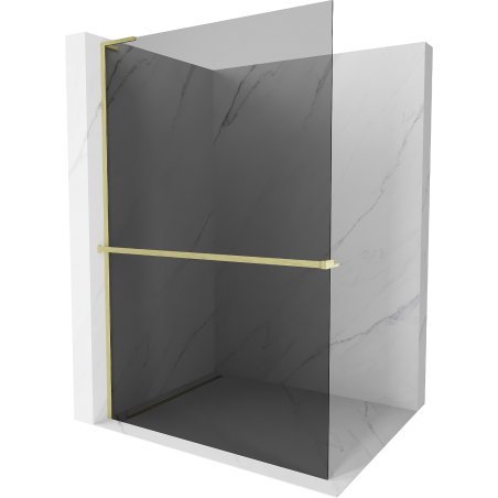 Mexen Kioto+ L perete de duș cu raft Walk-in 70 x 200 cm, grafit, aur lustruit - 800-070-123-55-40