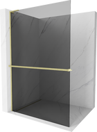 Mexen Kioto+ L perete de duș cu raft Walk-in 80 x 200 cm, grafit, aur periat - 800-080-123-55-40