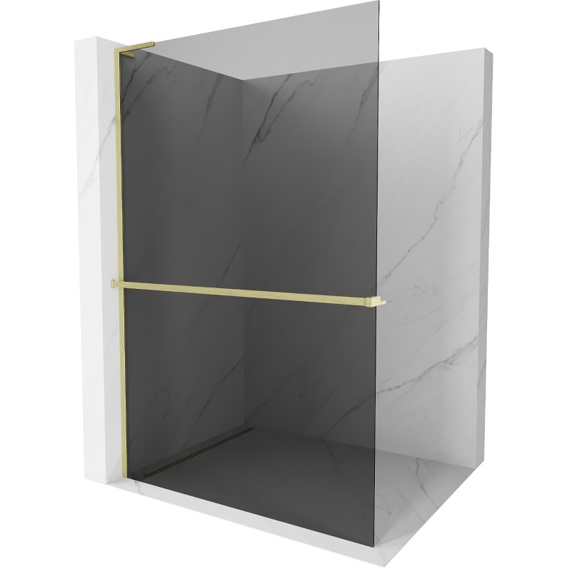 Mexen Kioto+ L perete de duș cu raft Walk-in 110 x 200 cm, grafit, auriu periat - 800-110-123-55-40