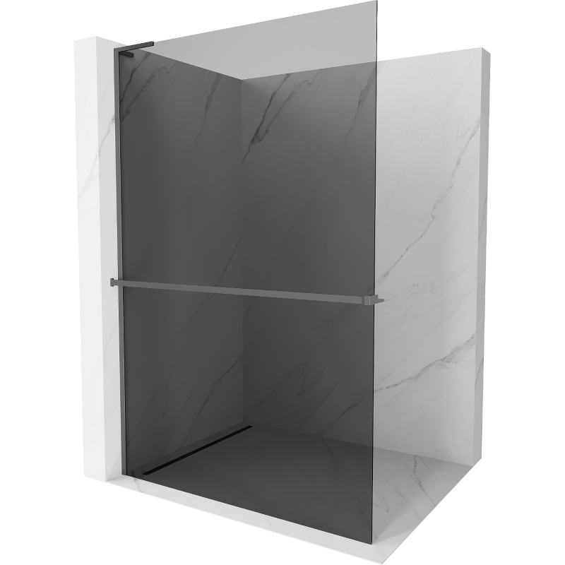 Mexen Kioto+ L panou de duș cu raft Walk-in 100 x 200 cm, grafit, gun metal - 800-100-123-95-40