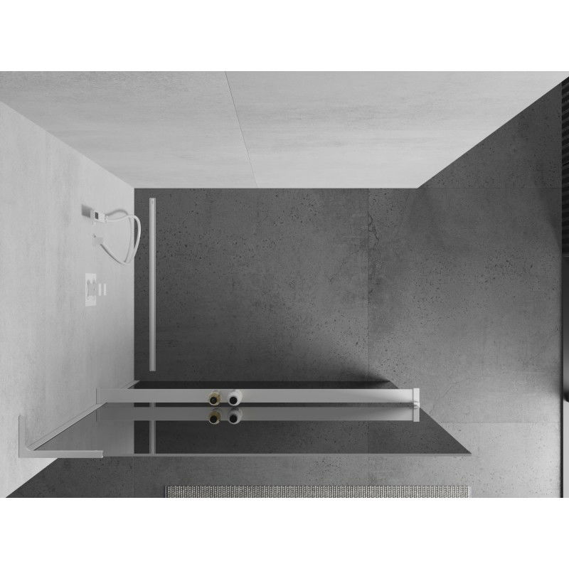Mexen Kioto+ L zuhanyfal polccal Walk-in 90 x 200 cm, tükör, fehér - 800-090-123-20-50