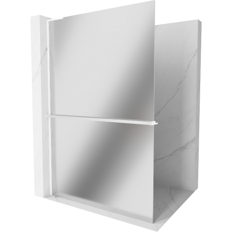 Mexen Kioto+ L zuhanyfal polccal Walk-in 90 x 200 cm, tükör, fehér - 800-090-123-20-50