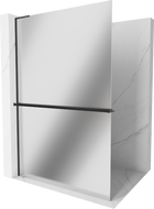 Mexen Kioto+ L Walk-in zuhanyfal polccal 110 x 200 cm, tükör, fekete - 800-110-123-70-50