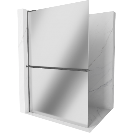 Mexen Kioto+ L panou de duș cu etajeră Walk-in 120 x 200 cm, oglindă, gri pistol periat - 800-120-123-66-50