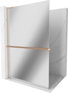 Mexen Kioto+ L perete de duș cu raft Walk-in 70 x 200 cm, oglindă, cupru periat - 800-070-123-65-50