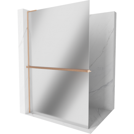 Mexen Kioto+ L zuhanyfal polccal Walk-in 90 x 200 cm, tükör, csiszolt réz - 800-090-123-65-50