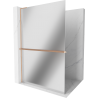 Mexen Kioto+ L zuhanyfal polccal Walk-in 90 x 200 cm, tükör, csiszolt réz - 800-090-123-65-50
