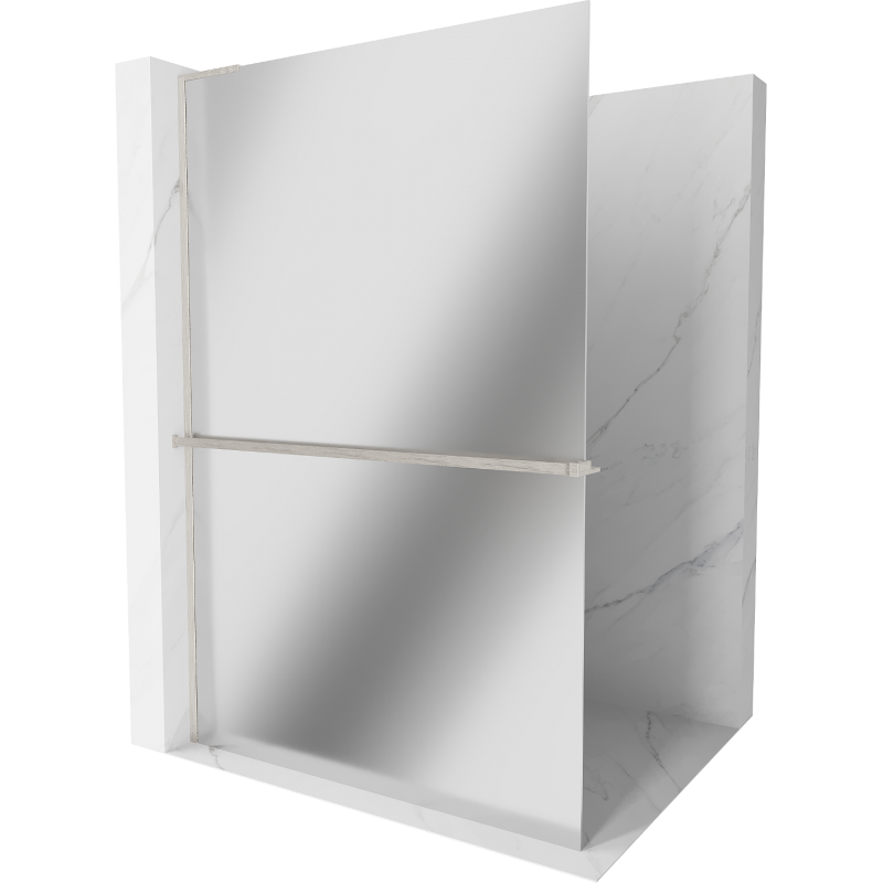 Mexen Kioto+ L Walk-in zuhanyfal polccal 90 x 200 cm, tükör, kefélt nikkel - 800-090-123-97-50