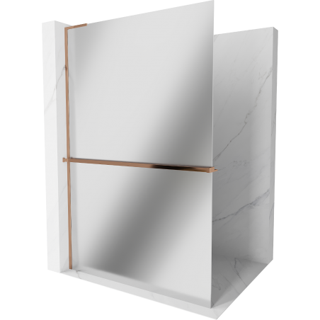 Mexen Kioto+ L panou duș cu raft Walk-in 90 x 200 cm, oglindă, aur roz - 800-090-123-60-50