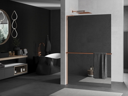 Mexen Kioto+ L zuhanyfal polccal Walk-in 100 x 200 cm, tükör, rózsaarany - 800-100-123-60-50
