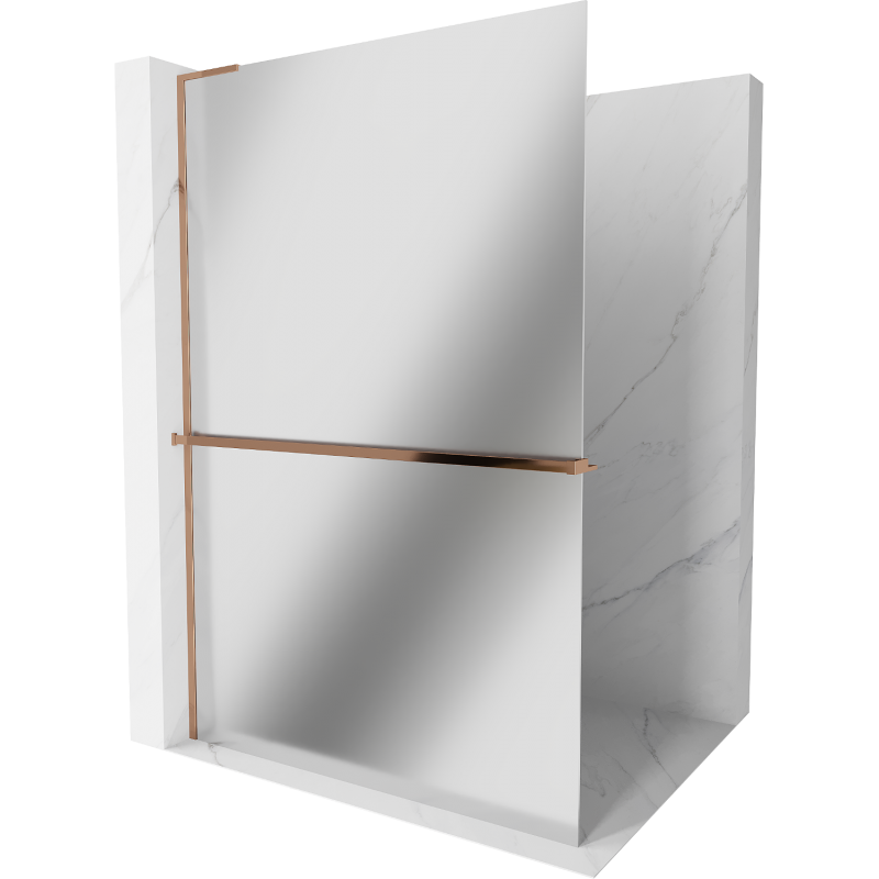 Mexen Kioto+ L zuhanykabin Walk-in polccal 110 x 200 cm, tükör, rózsaszín arany - 800-110-123-60-50