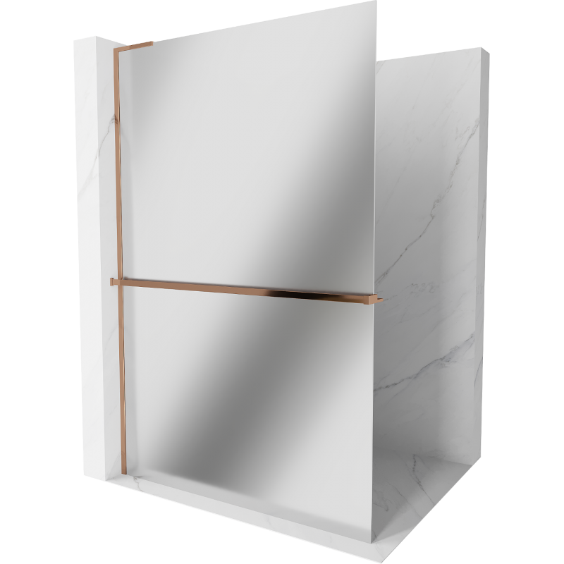 Mexen Kioto+ L panou de duș cu suport Walk-in 120 x 200 cm, oglindă, aur roz - 800-120-123-60-50