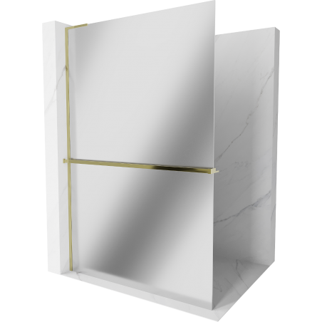 Mexen Kioto+ L Walk-in zuhanyfal polccal 90 x 200 cm, tükör, arany - 800-090-123-50-50