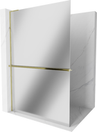 Mexen Kioto+ L panou de duș cu raft Walk-in 90 x 200 cm, oglindă, aurie - 800-090-123-50-50
