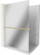 Mexen Kioto+ L panou de duș cu raft Walk-in 80 x 200 cm, oglindă, aur periat - 800-080-123-55-50