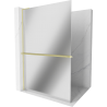 Mexen Kioto+ L zuhanyfal polccal Walk-in 90 x 200 cm, tükör, arany kefélt - 800-090-123-55-50