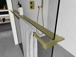 Mexen raft pentru perete de duș cu suport pentru prosoape, auriu periat - 800-02-55