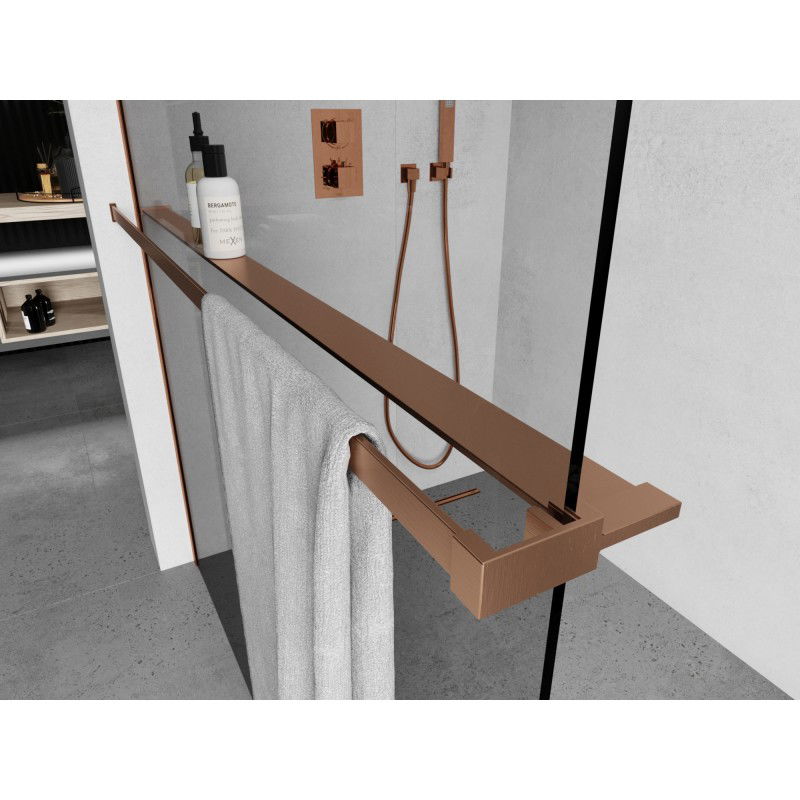 Mexen poliță pentru peretele de duș cu suport pentru prosoape, cupru periat - 800-02-65