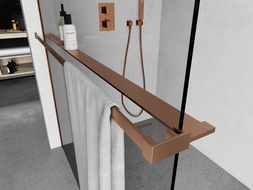 Mexen poliță pentru peretele de duș cu suport pentru prosoape, cupru periat - 800-02-65