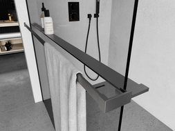 Mexen raft pentru perete de duș cu bară pentru prosoape, gri armă periat - 800-02-66