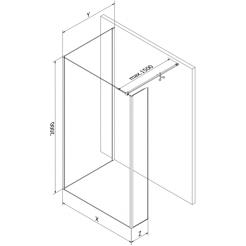 Mexen Kioto perete de duș Walk-in 135 x 100 x 30 cm, transparent, auriu - 800-135-100-221-50-00-030